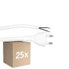 Multipack 25x Noxion Euro Voedingskabel - C7 Europlug + Open uiteinden - Wit 2m - 2 pole 0,75mm2